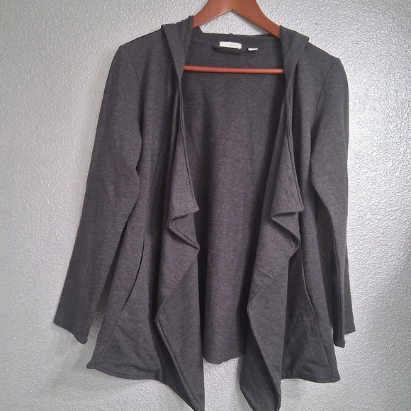 J. Jill Pure Jill Sand Washed Draped Front Open Jacket In Onyx Grey Size M - Picture 9 of 12